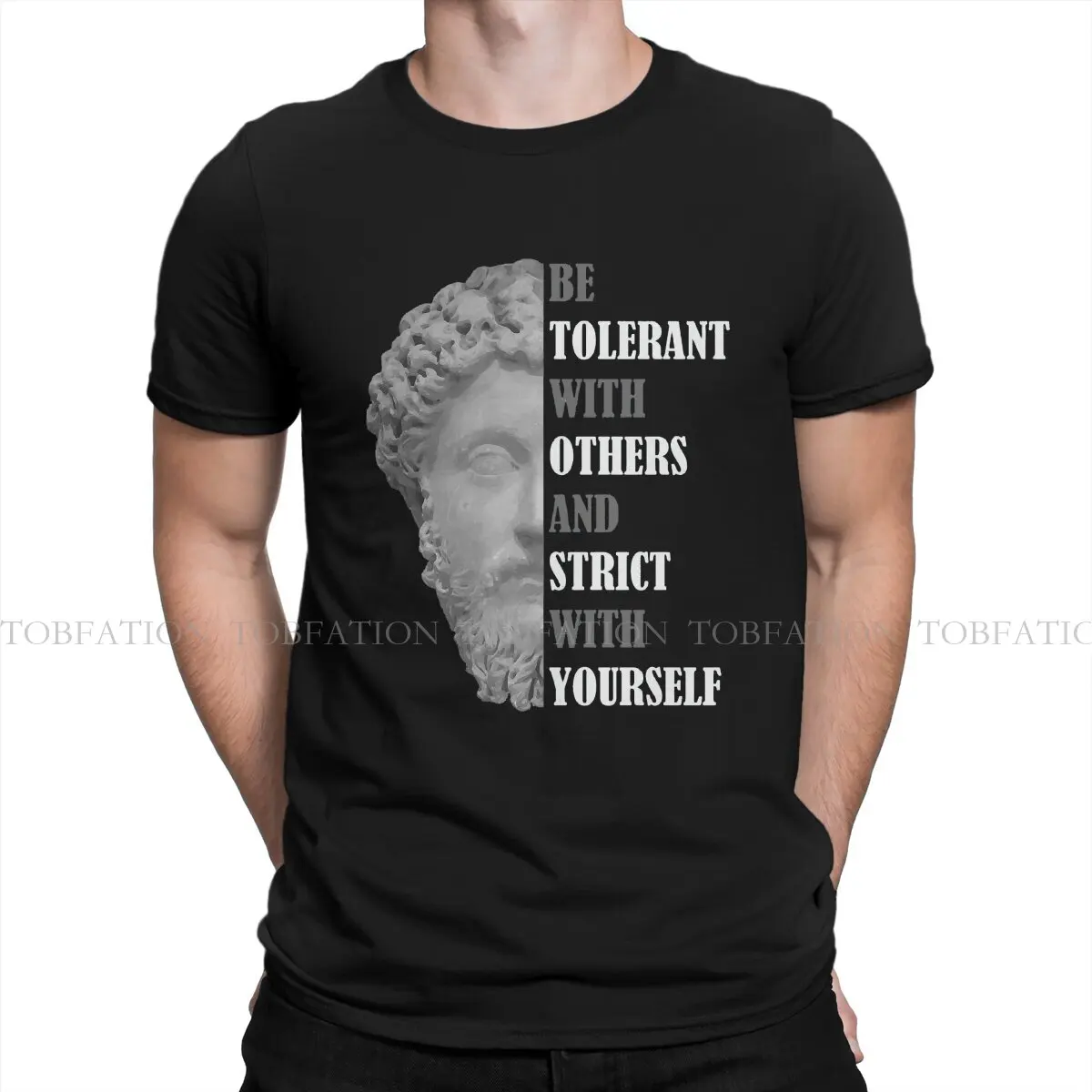 Stoicism Quote Stoic Philosophy Round Collar TShirt Seneca The Artist Pure Cotton Classic T Shirt Men Tops Fashion