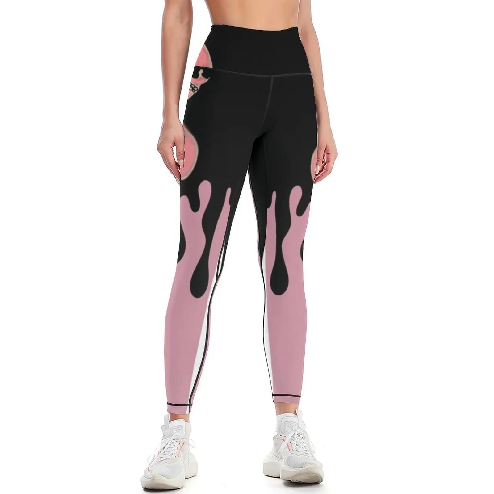 Pink ice cream skull Leggings flared gym wear Womens Leggings