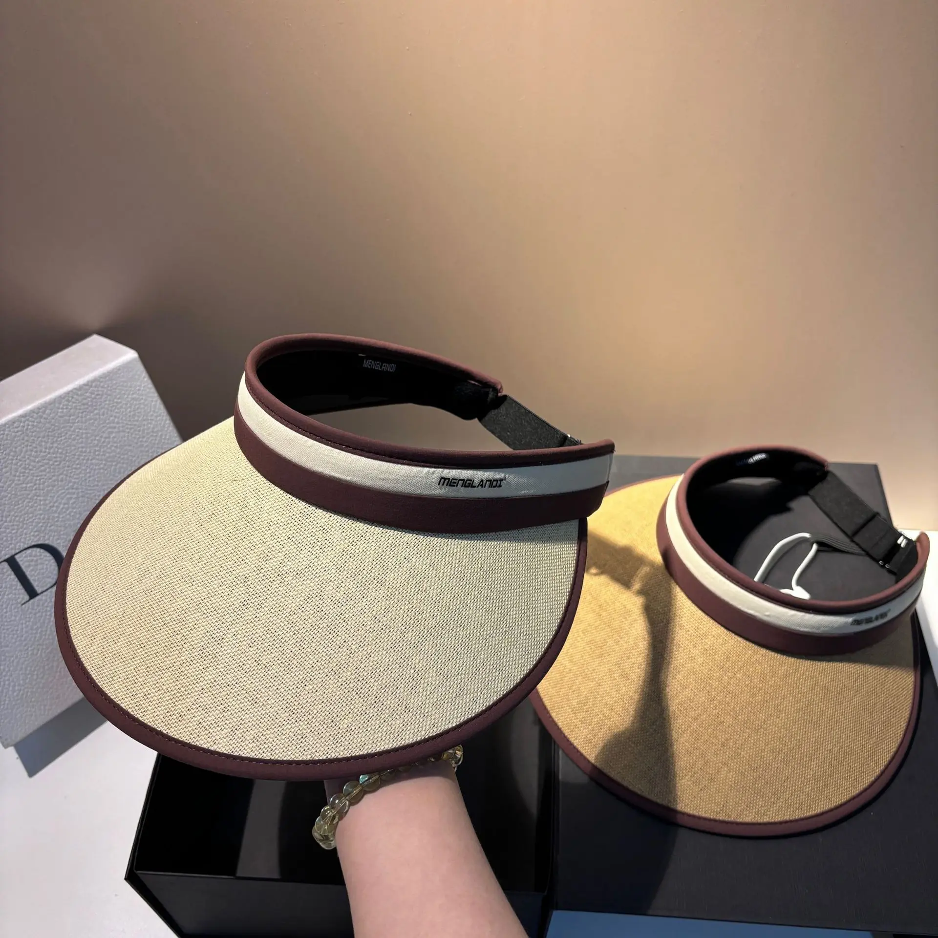 

New! Women's Style Xiaoxiangfeng Double Layer Vinyl Sun Hat - Plus Eaves,Striped,Foldable Empty Top,Ideal for Outdoor Sunscreen