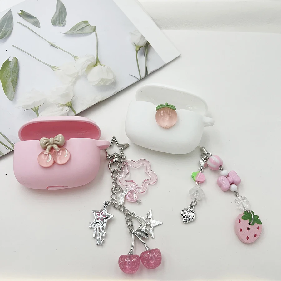 Fruit cherry Earphone Cover For Google Pixel Buds 2a /Buds A-Series Case with keychian Silicone cover For Google Pixel Buds Pro2