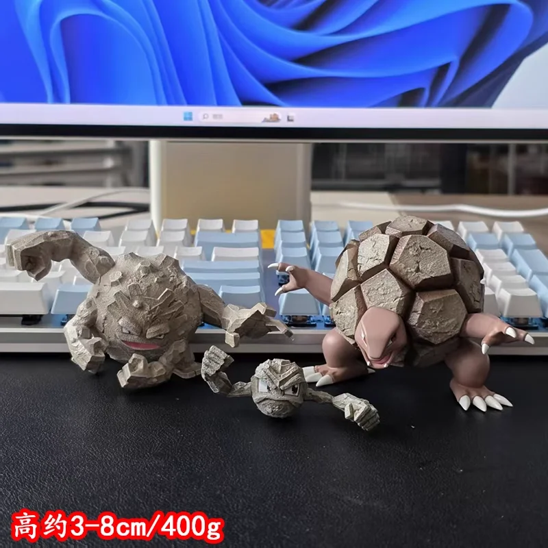 

New 3pcs set ZXZ Pallet Town Graveler Golem Geodude Anime Figures PVC Statue Model Room desktop collection birthday Gift Toy