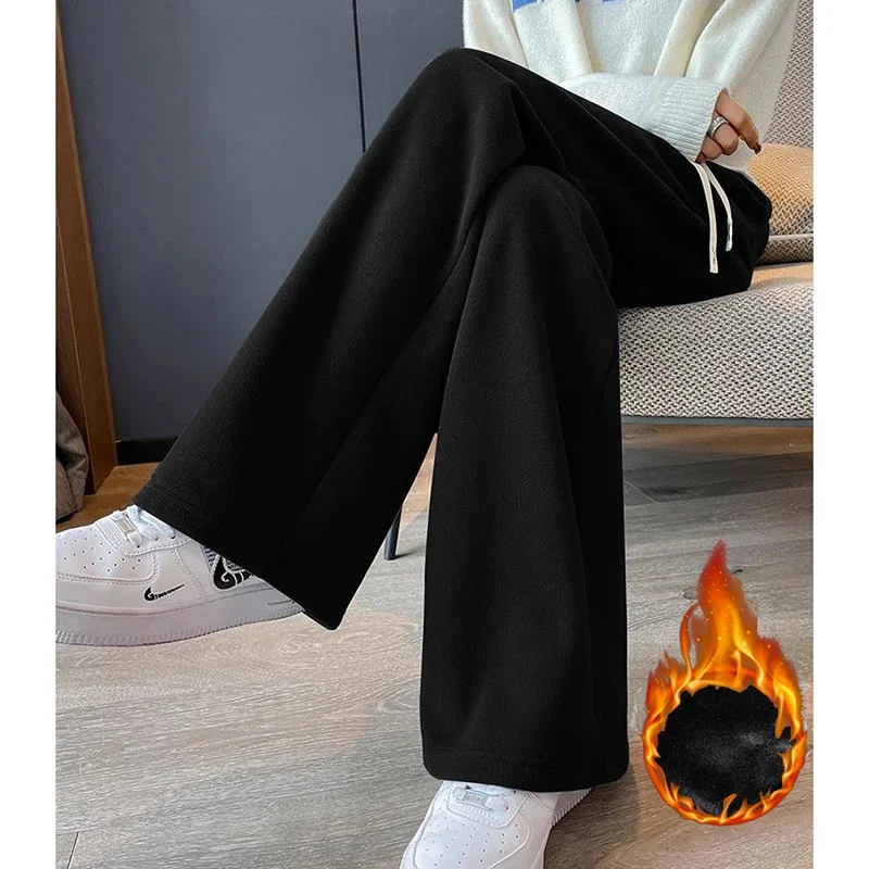 Dame Fleece Thermische Winter Hohe Taille Hosen Klassische Feste Mädchen Plüsch Hosen Frauen Schnee Warme Mode Täglichen Hosen