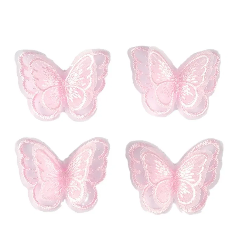 50Pcs 4.5CM Double Fabric Butterfly Appliques for Clothes Hat Shoes Sewing Patches DIY Headwear Hair Clips Bow Decor