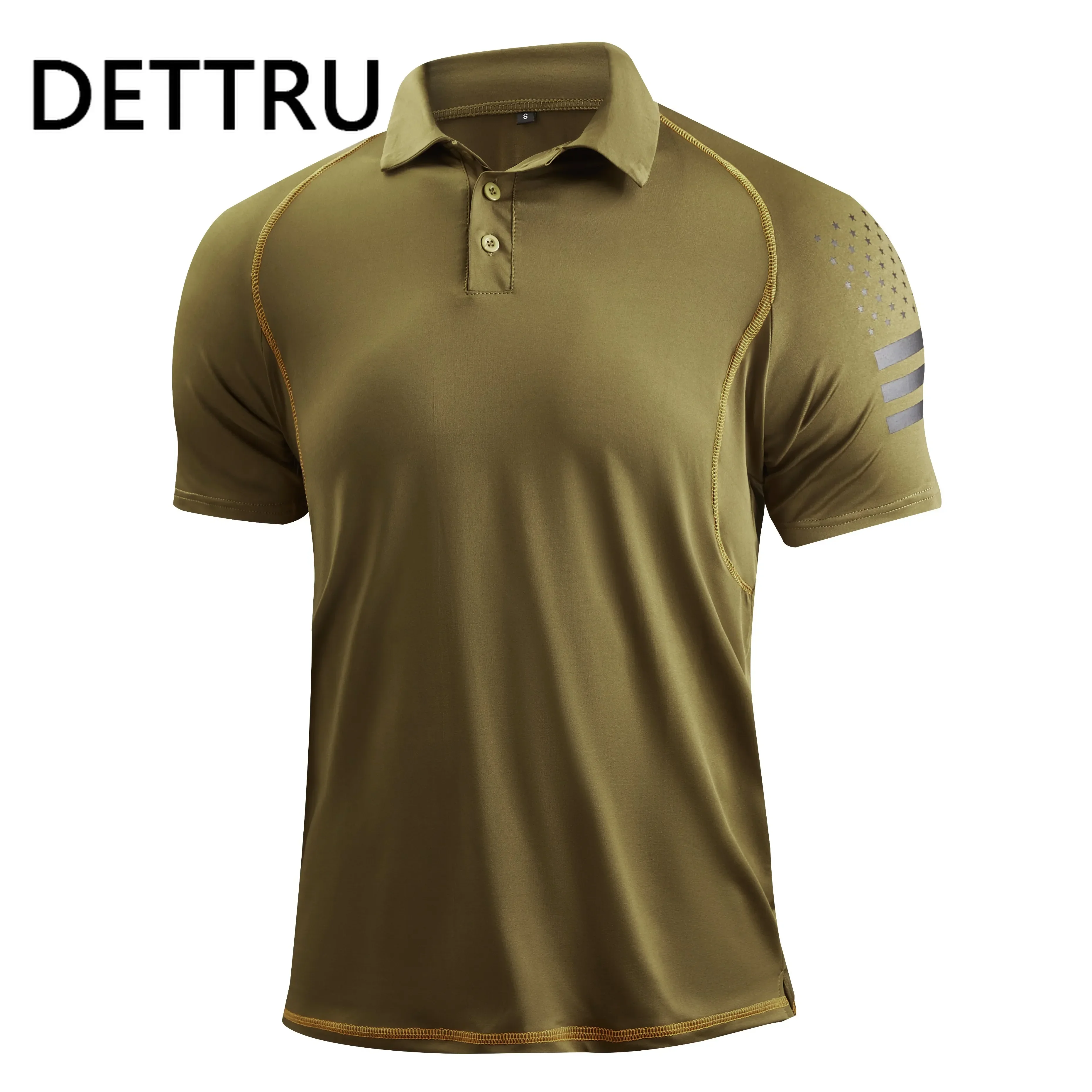 DETTRU Men\'s T-Shirts Summer Outdoor Activities Tactical Sports Polo Collar Bottoming Sweatshirts