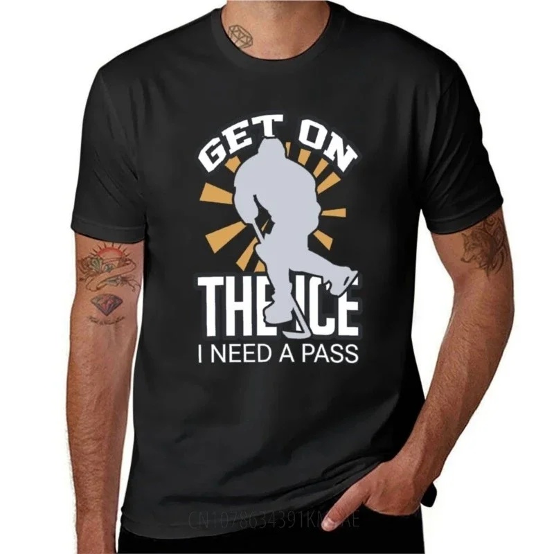 GET ON THE ICE: Ready for the Pass in Black, Yellow, and White T-Shirt Short sleeve tee plus sizes mens graphic t-shirts hip hop