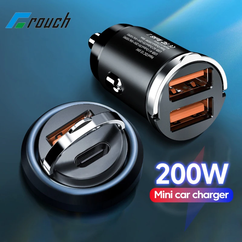 200W Car Charger USB Type C Car Phone Charger Fast Charging QC3.0 PD USBC Adapter For iPhone 14 13 Pro Max Huawei Samsung Xiaomi