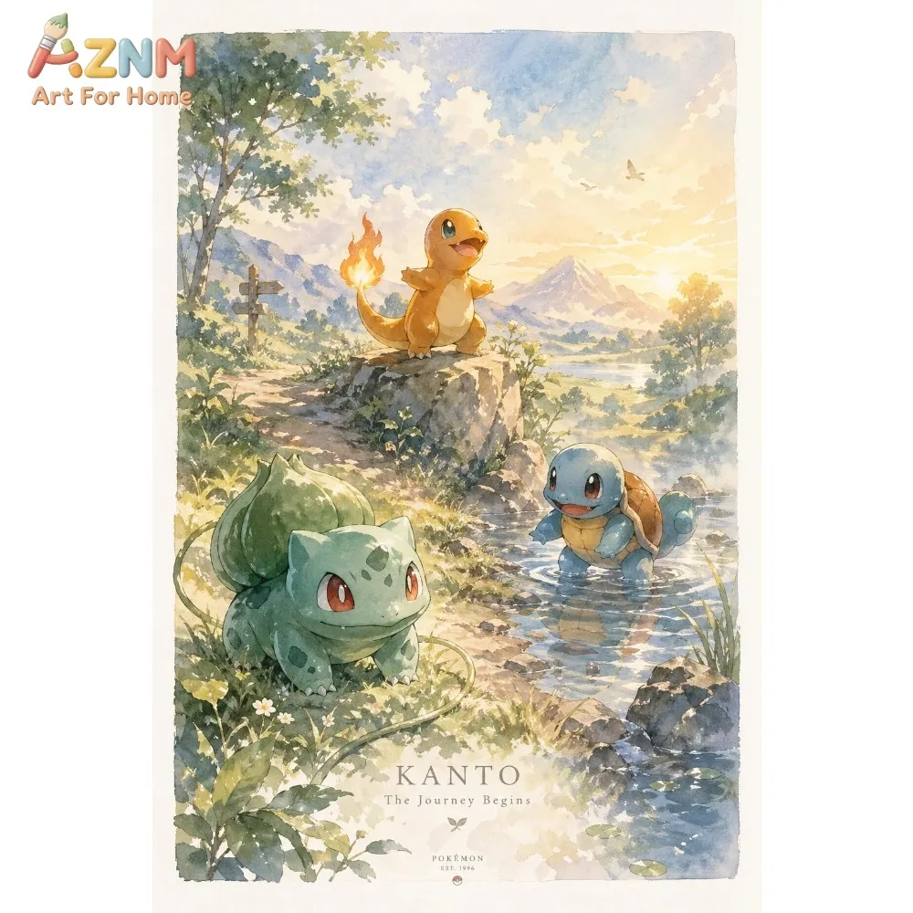 1 Stück, Pokémon-Göttlichkeitsbestien-Poster zum Drucken und als dekorative Kunst für die Wohnzimmerdekoration, Kunstdrucke