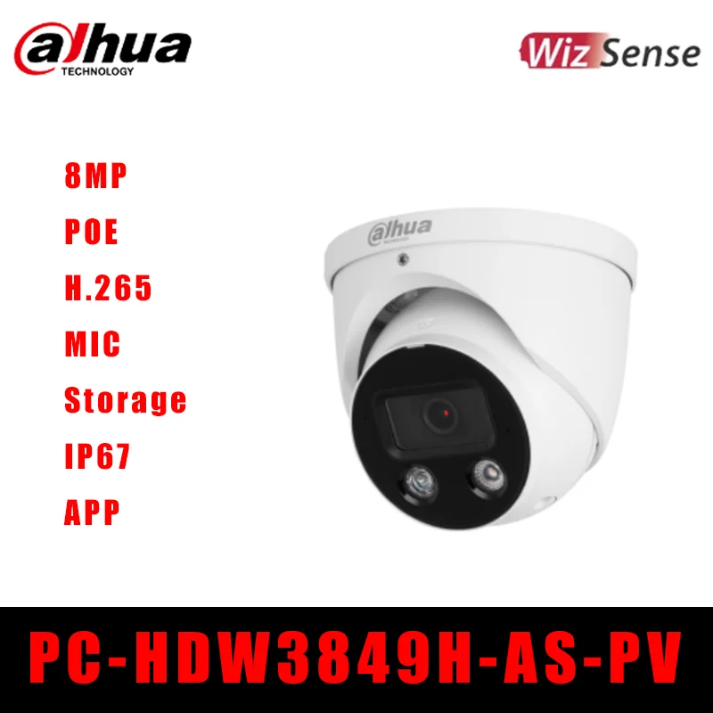 Dahua originele IPC-HDW3849H-AS-PV ไฟคู่8 MP tioc 2.0 slimme afschrikking vaste-focale oogbol ความรู้สึกของพ่อมด