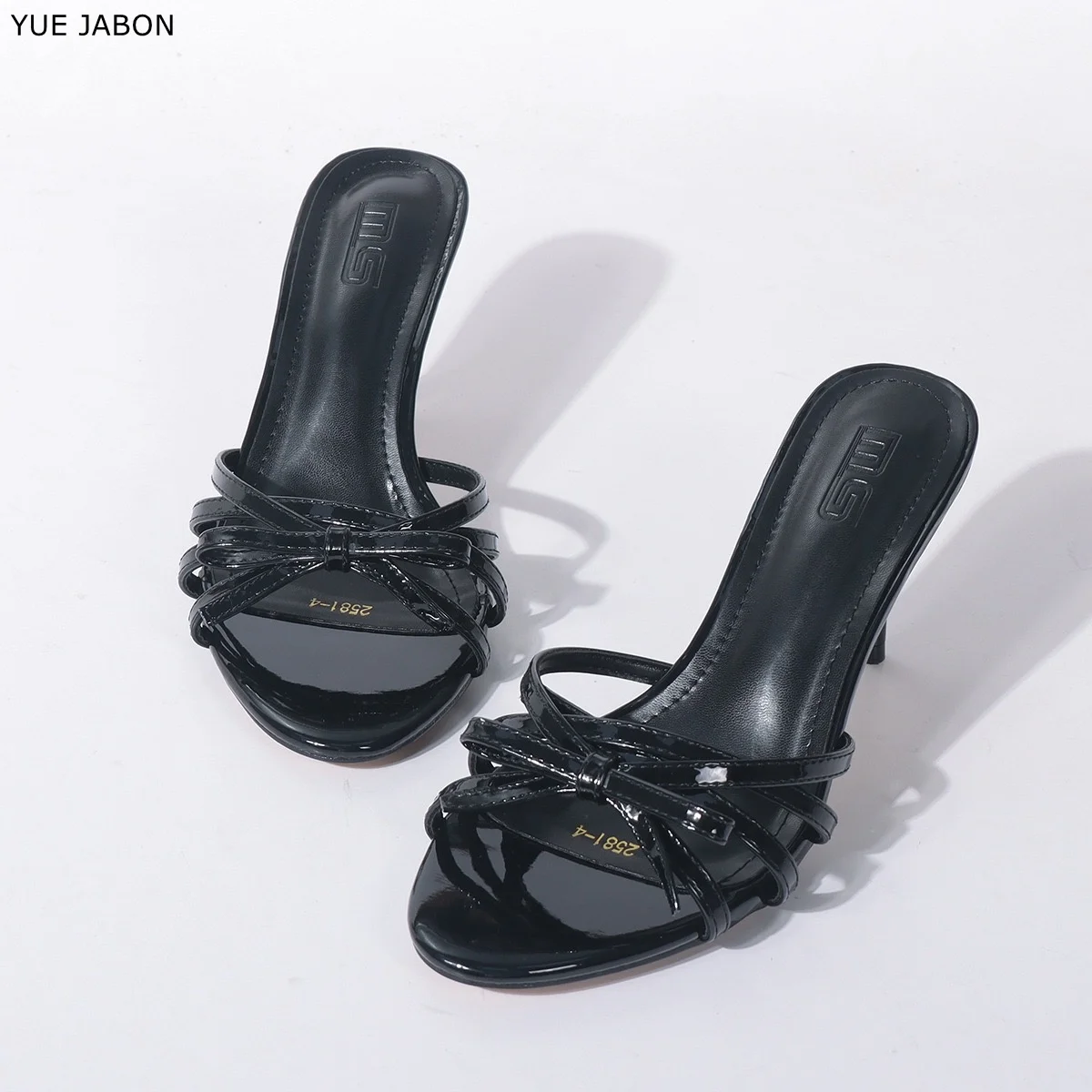 

Black Women Summer New Luxury Brand High Heel Sandals Versatile Simple Slim Heel Sandals Slippers bow hollow women shoes