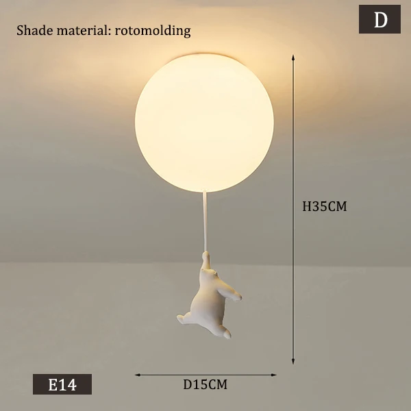 QINGYUNKE Moderne Eisbär Anhänger Kronleuchter Kreative Mike Weiß Glas Ball Harz Indoor Kind Kinder Kindergarten Hängen Led Lampe 3
