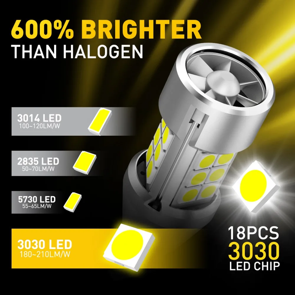 AUXITO 2 قطعة W16W T15 LED لا خطأ 912 921 LED لمبة Canbus مع مروحة عالية الطاقة عكس مصباح إشارة أضواء السيارة 12 فولت 2000LM الأبيض
