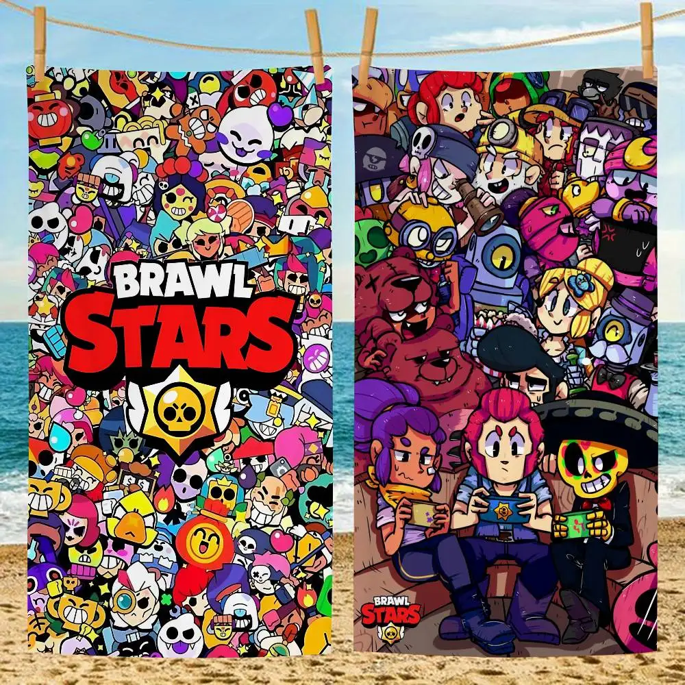 Toalla de Playa de Microfibra con Estampado de Anime Game B-rawl Game S-Stars, Toalla Suave y Absorbente para Escalar Montañas, Yoga, Playa, Natación y Running