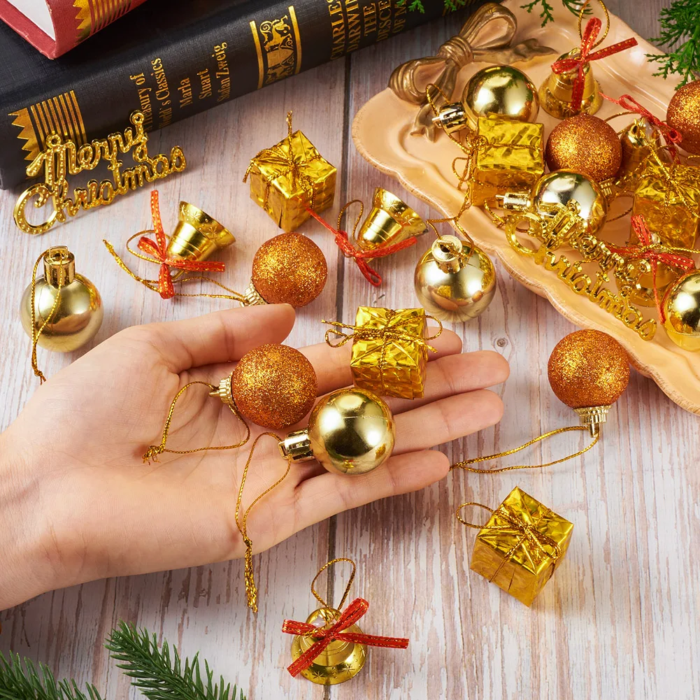 26 pçs árvore de natal festa bola pendurado ornamentos festa em casa decoração de ano novo bolas pendurado pingente navidad biscoitos caixa de presente