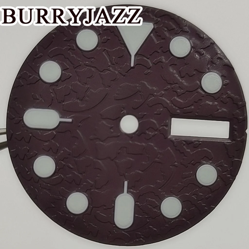 BURRYJAZZ 28.5mmNo Logo NH36 Watch Dials Brown Dial Green Luminous Fit 3 O'clock 3.8 O'clock Case Crown