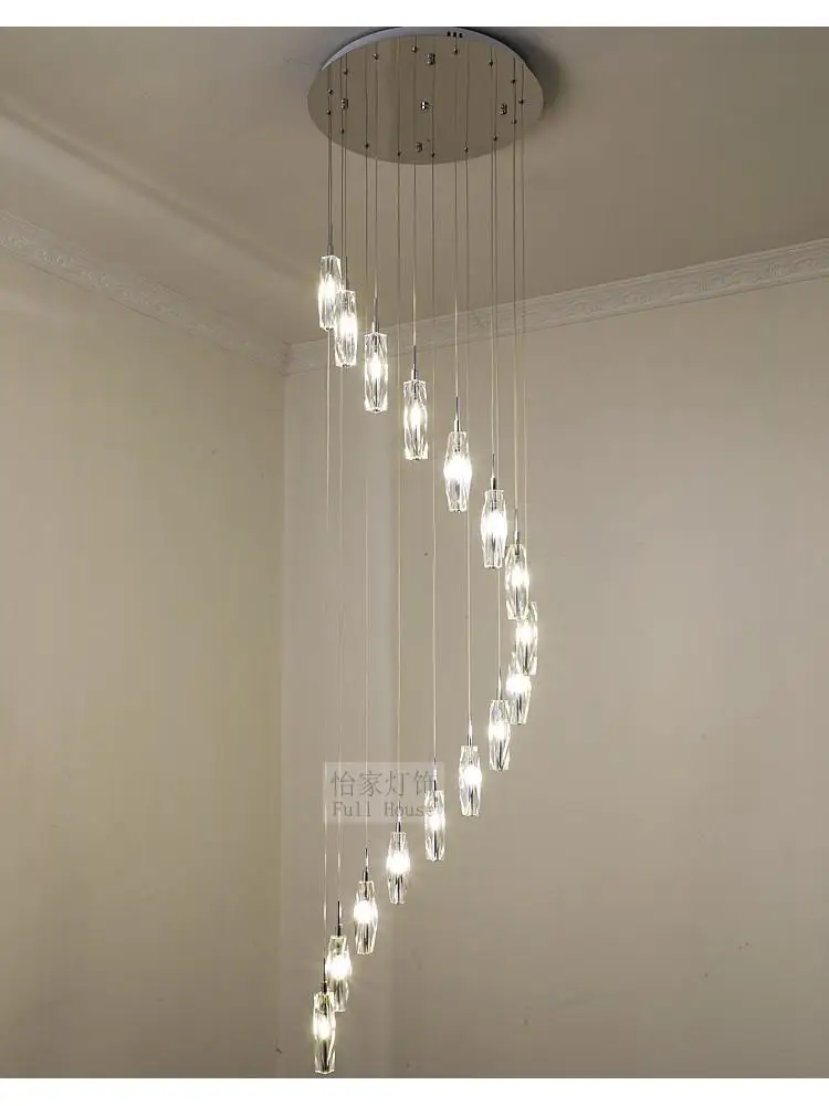 Art deco stairwell diamond crystal lighting for Living Room G4 led chandelier  lighting luxury lustre de cristal Stair led light