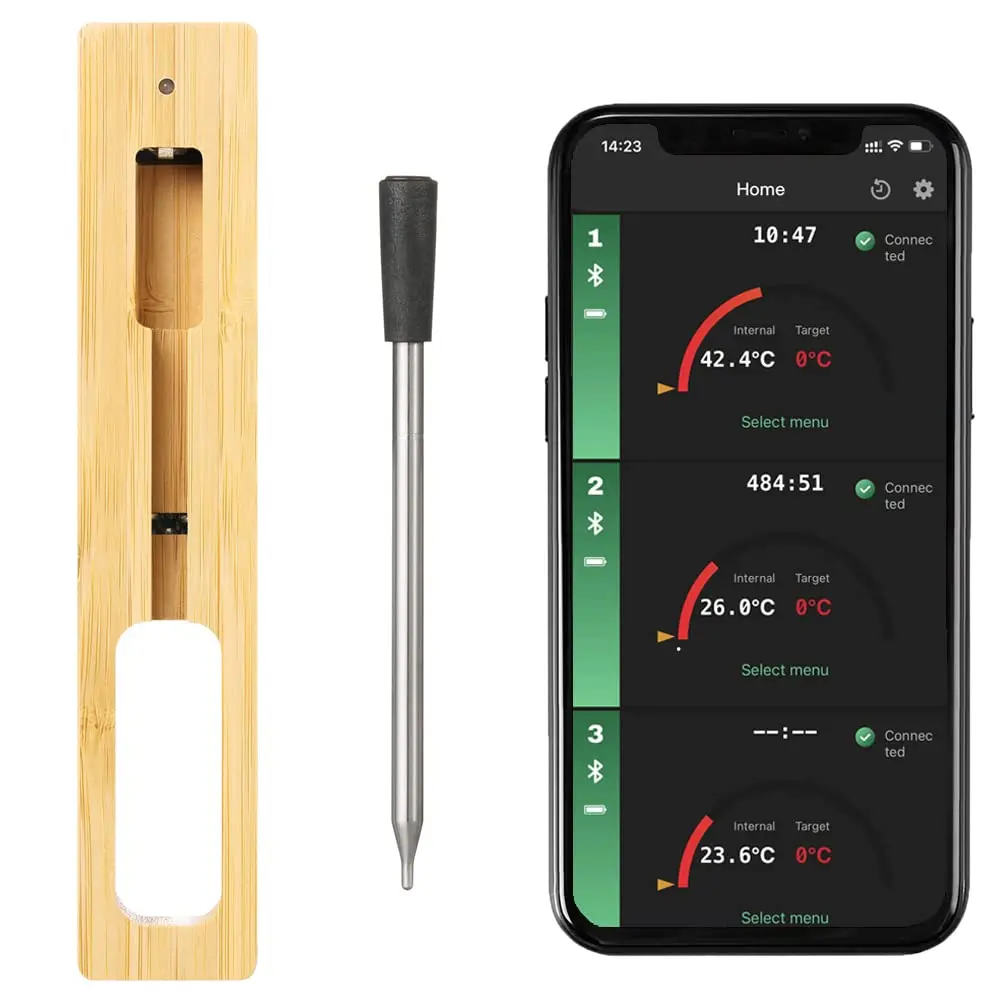 

Wireless Smart Meat Thermometer 165ft Long Range Meat Food Thermometer Instant Read with 5.2 Connectivity and Assisted