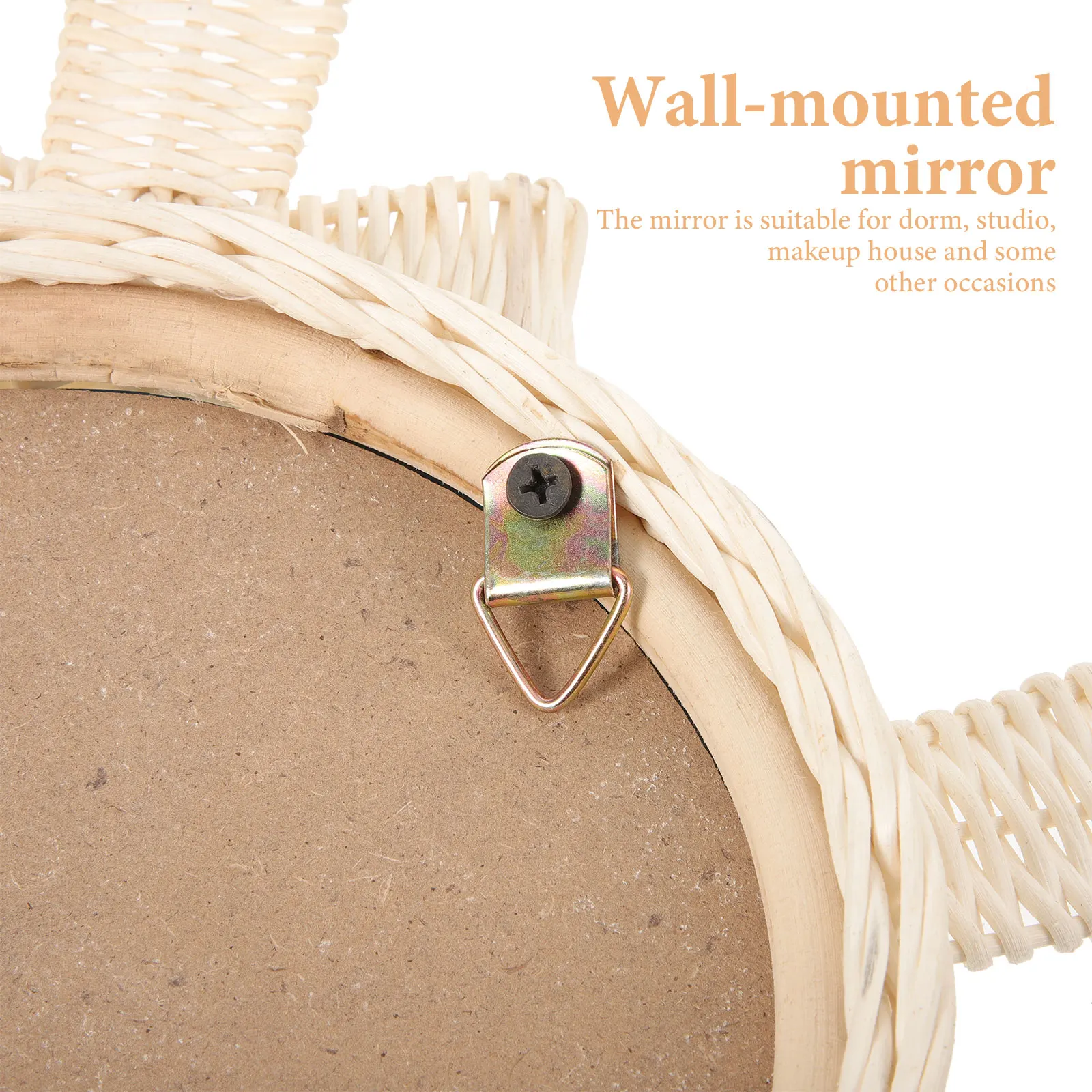 

Nordic Rattan Woven Mirror Elegant Wall Hanging Decor for Bathroom Living Room Fine Craftsmanship Clear