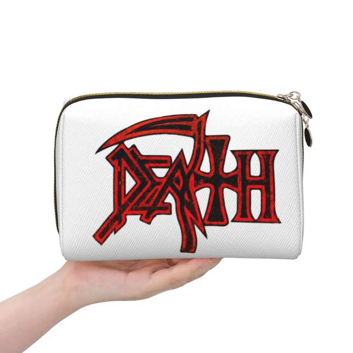 Death Band Logo Women Cosmetic Bag Travel Makeup Organizer Pouch Toiletry Storage Dopp Kit Box
