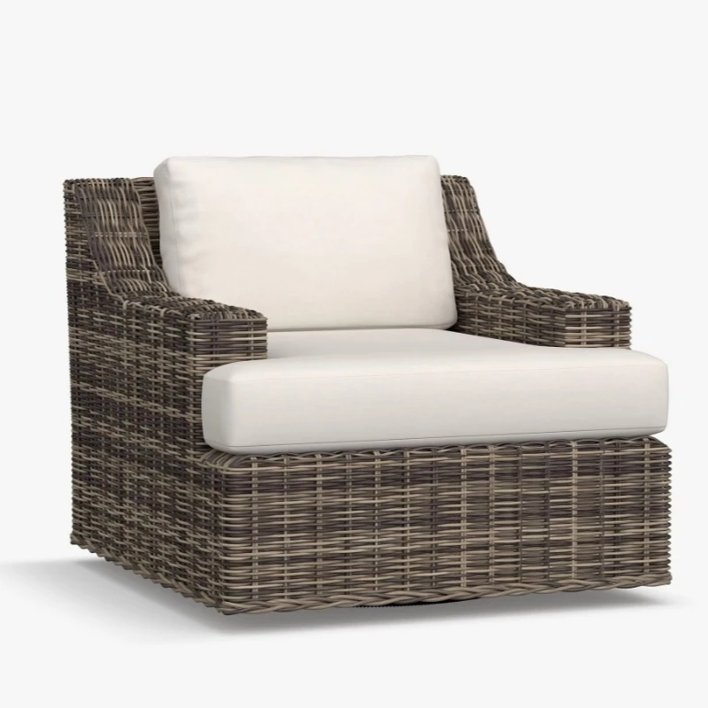 Rattan furniture Pure aluminum all-weather wicker ramp arm Comfortable rotating outdoor lounge chair