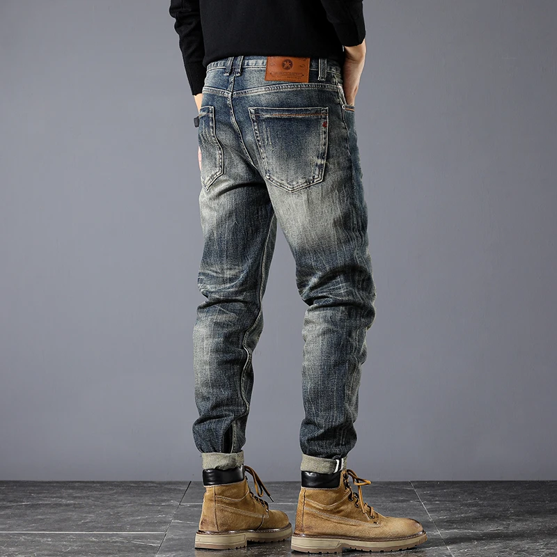 High-end heavy wash wide leg loose straight men\'s jeans fall and winter 2024 new pants high street retro men\'s pants