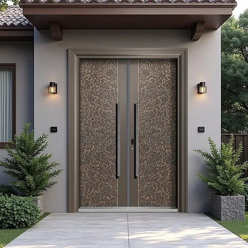 Custom Cast Aluminum Villa Entry Door Double Opening Anti Theft Household Four Panel Mother Son Door For Self Built House