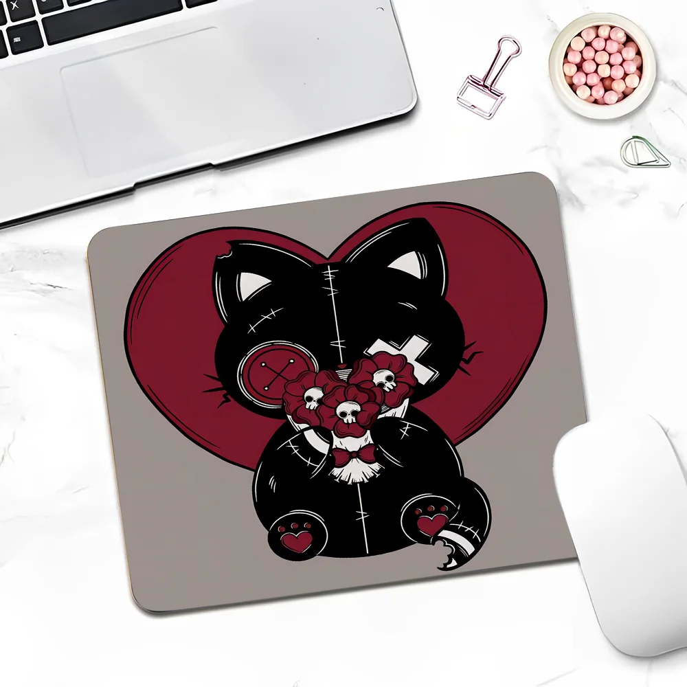 Black Cat Rubber Small Office Student Gaming Thickened Large Writing Pad Non-slip Cushion Mouse Pad for PC Gamer Mousemat