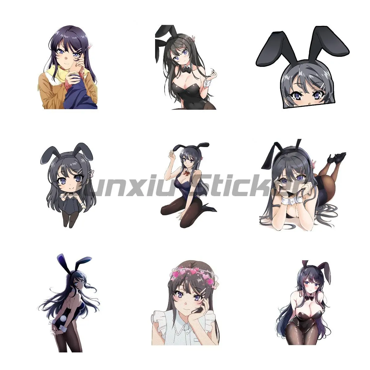 

Bunny Girl Senpai Peeker Anime Car Stickers Sunscreen Decal Laptop RV Campervan Windows Waterproof Decor