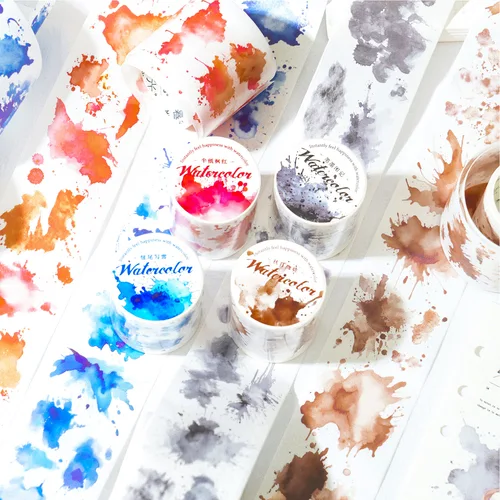 Imagen 2 del producto 1 Uds./1 lote de cintas adhesivas decorativas, cintas adhesivas de acuarela, diario basura, pegatinas de álbum de recortes, papel japonés