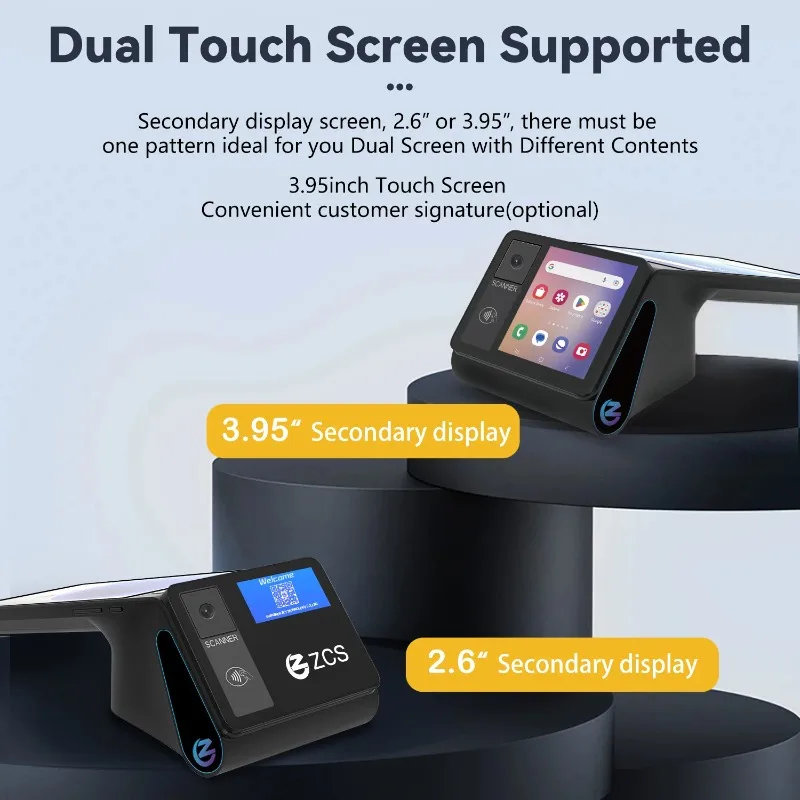 Android 14.0 Dual Screen 8 Inch 3GB+16gb/32gb Handheld Pos Systems 58mm Printer Z108 Nfc Cash Register Epos Machine Terminal