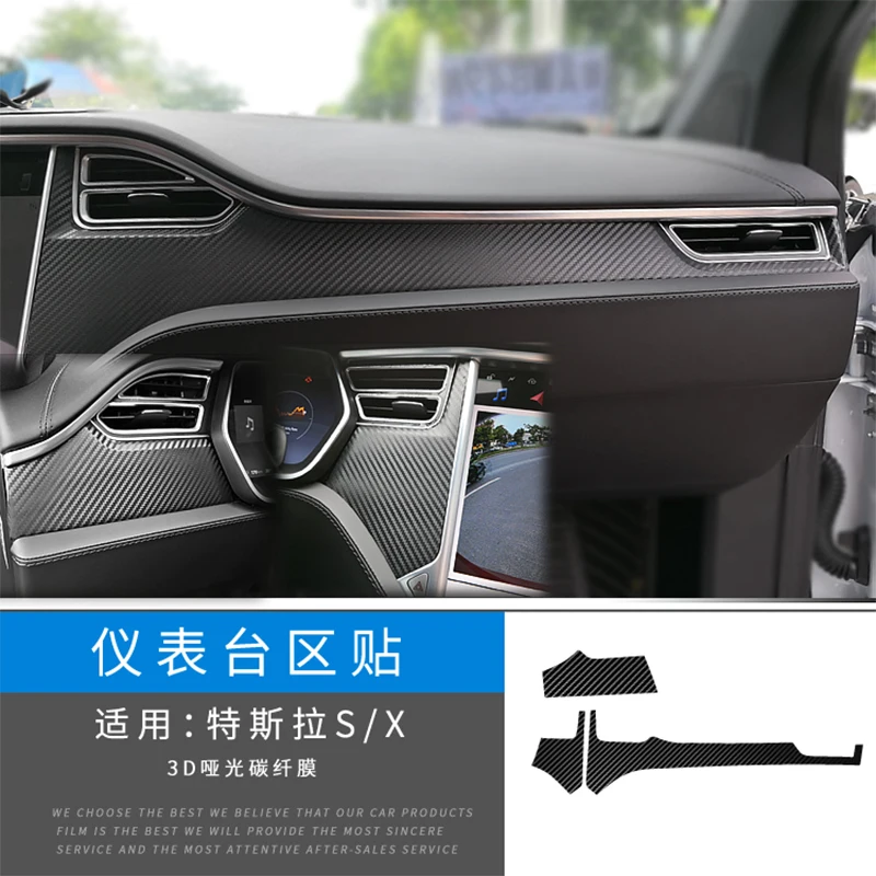 Geschikt voor Model X interieurstickers, koolstofvezel gemodificeerde film voor centrale besturing versnellingspook voor Tesla Model X 2016-2020