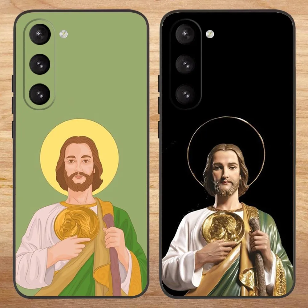 San Judas Tadeo Phone Case For Samsung S23,23,22,30,21,10,9,Note20 Ultra,Lite,Ultra,5G,Plus,FE,Black Soft Case