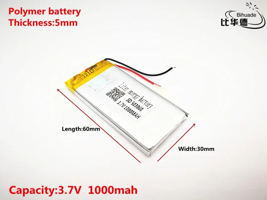 5 قطعة لتر الطاقة بطارية جيدة كوليتي 3.7V ، 1000mAH ، 503060 بوليمر ليثيوم أيون/ليثيوم أيون بطارية ل لعبة ، قوة البنك ، GPS ، mp3 ، mp4