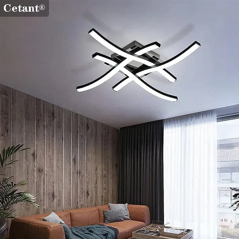 LED Ceiling Light Black Wave Ceiling Light Modern Multihead Long Corridor Living Room Balcony Bedroom Home Decor Lighting Lustre