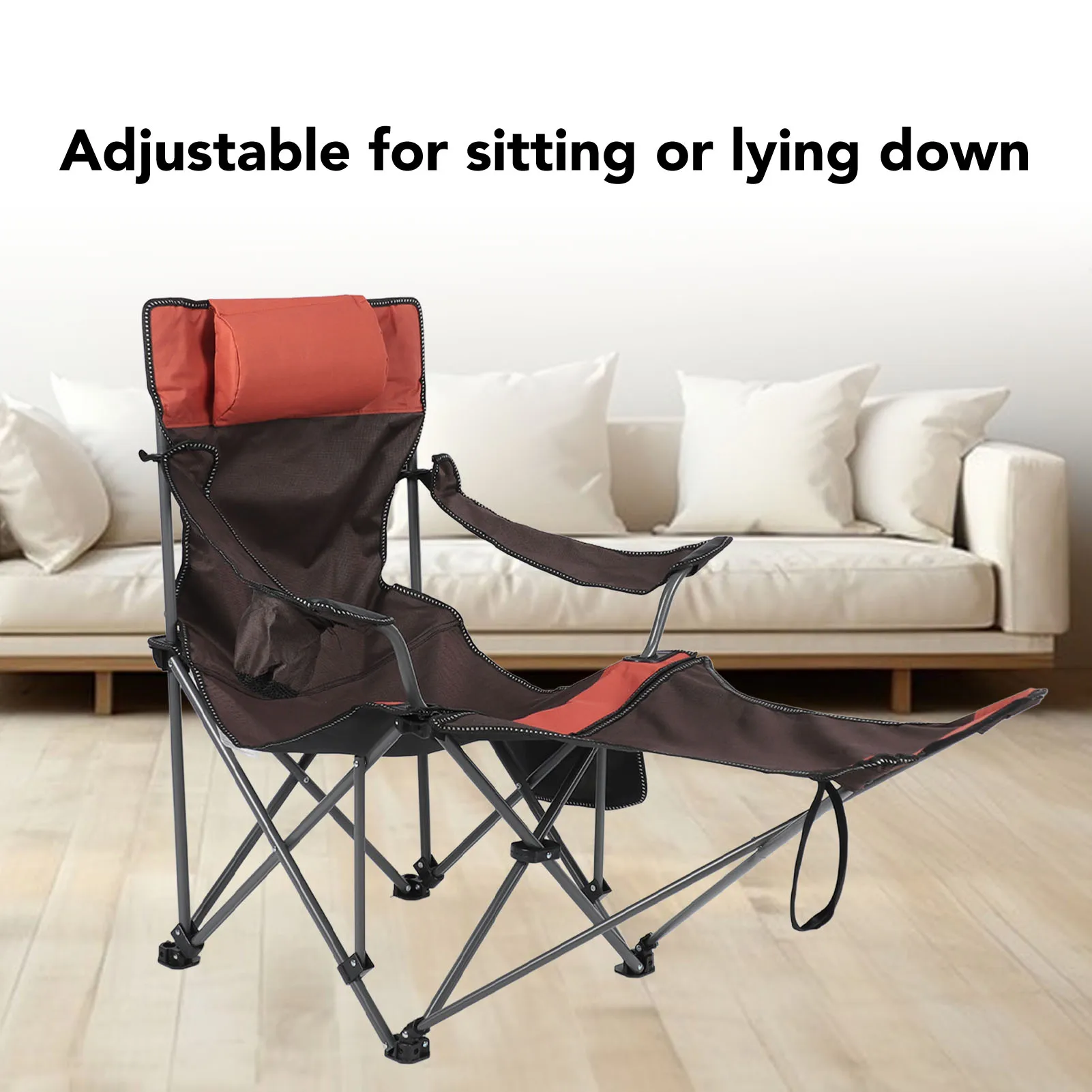 

Outdoor Lounge Chair Camping Lounge Chair Foldable Breathable Mesh Comfortable Thickened Multipurpose Prevent Slip for Camping