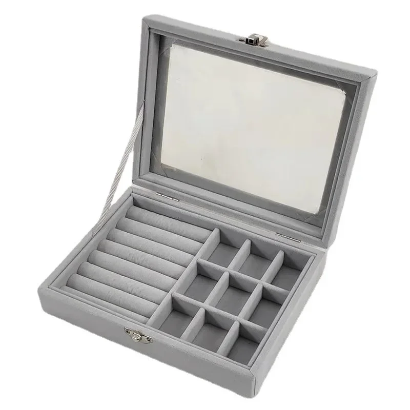 

Dust Proof Grey Ring Jewelry Box Transparent Display Hair Clip Stud Box Accessories