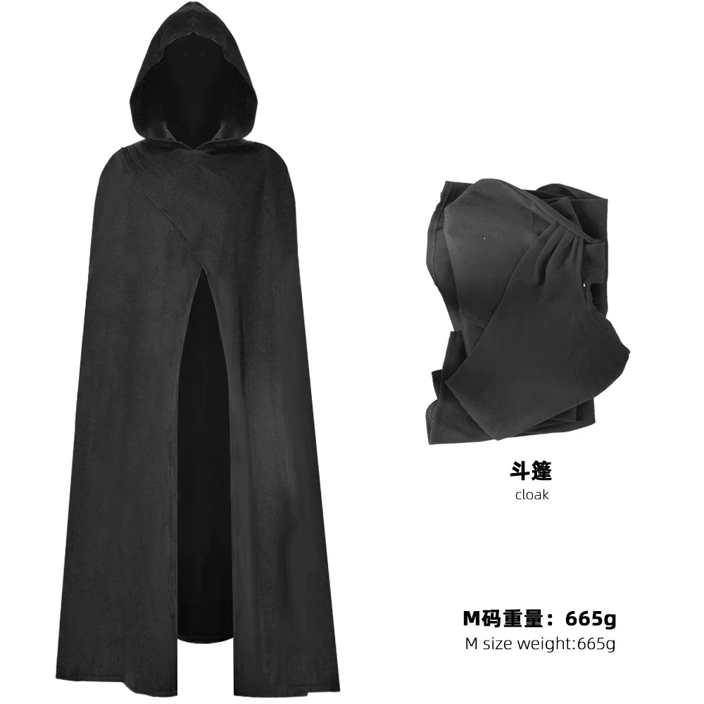 Medieval Hobbit Cosplay Cloak Hooded Costume For Men Women Coat Vintage Gothic Cape Coat Long Trench Halloween Wizard Cloak