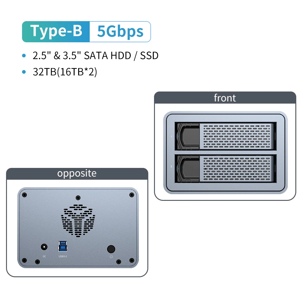 Yottamaster-外付けハードドライブSSD,osata,ssd,hdd,USB 3.0, 2x16