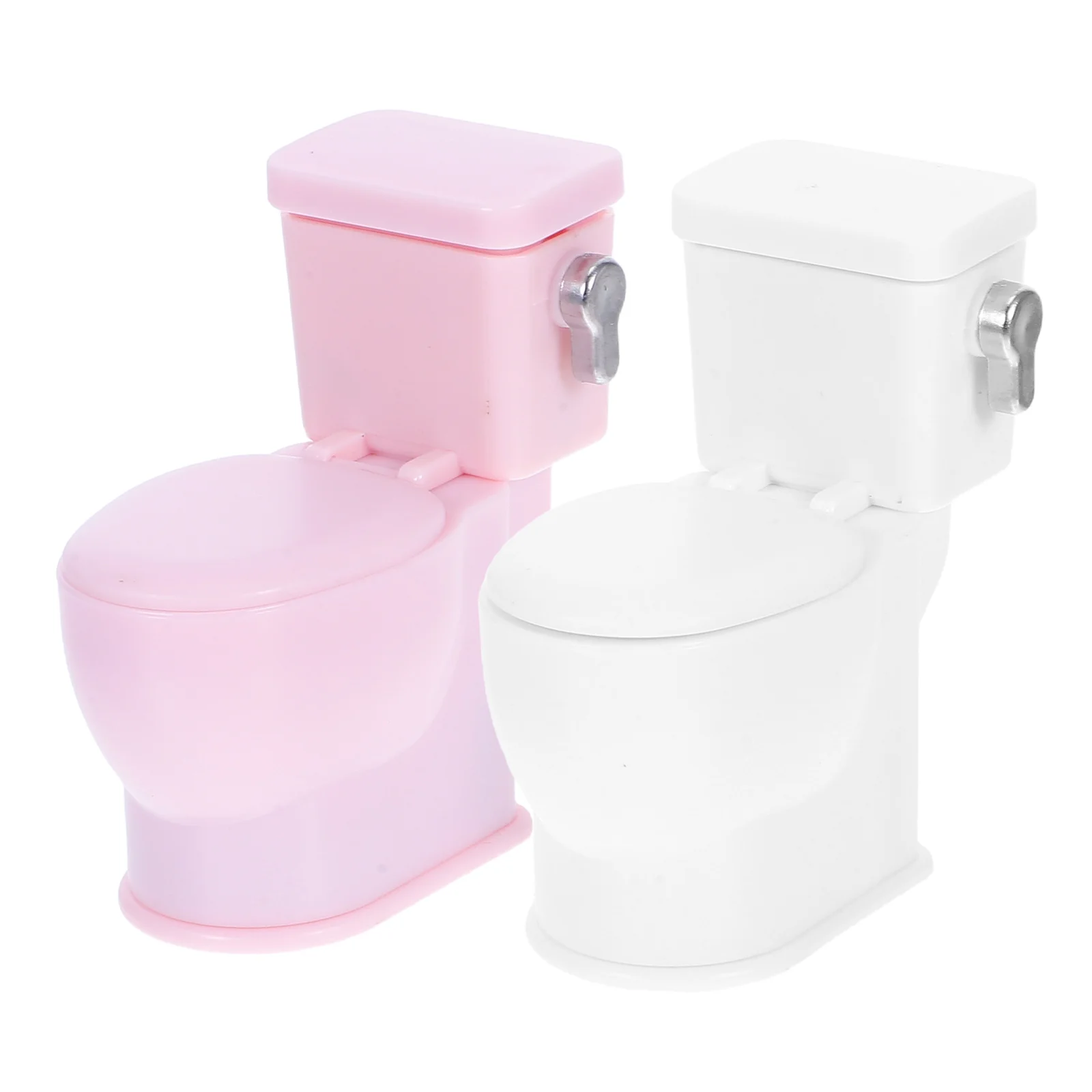 2 Pcs 인형 집 액세서리 현실적인 미니 화장실 소형 플라스틱 화장실 가구 세트 장식 작은