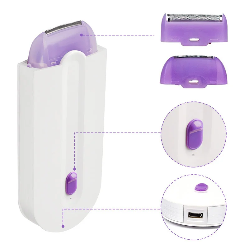 2 IN 1 Portable Hair Remover Smooth Touch Removal Painless USB Rechargeable Light Safely Sensor Shaver Women Laser Epilator Set