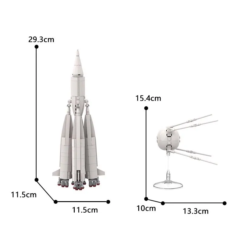 MOC Vostok Rocket Family Soviet and No.1 Satellite Building Block Kits Space Station Launch Vehicle Brick Model Kids Toy Gifts