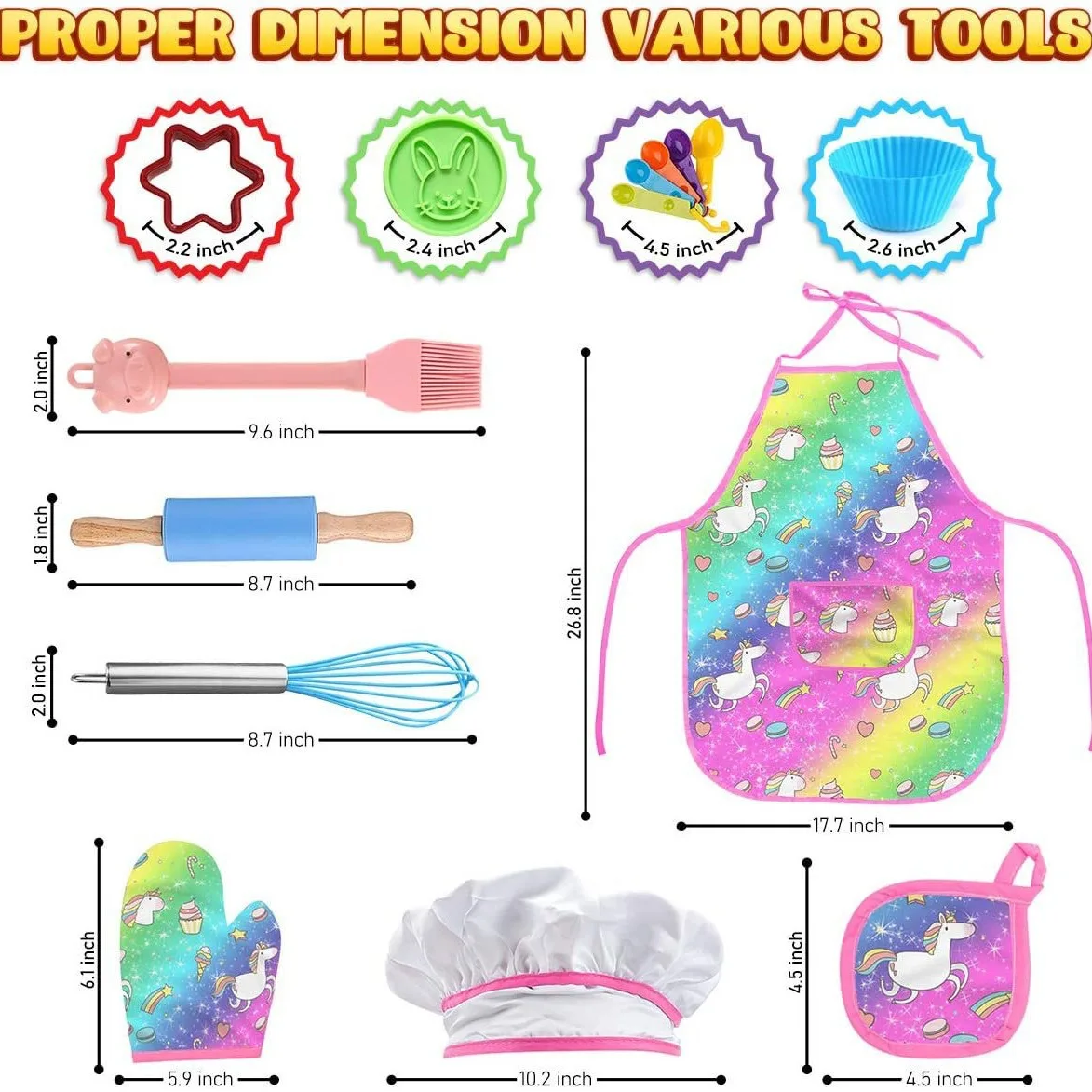 Conjunto Unicorn Magic Chef, exclusivamente para chefes pequenos, fantasia de dramatização, adequado para presentes de Natal e Ano Novo