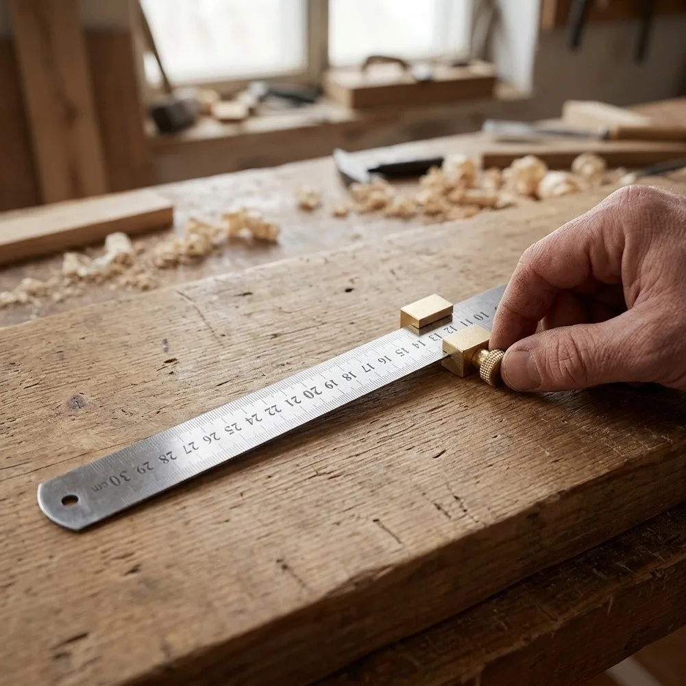 For DIY Projects Brass Angle Scriber Carpenter Scriber Workshop Adjustable Positioning Easy To Use For Steel Ruler