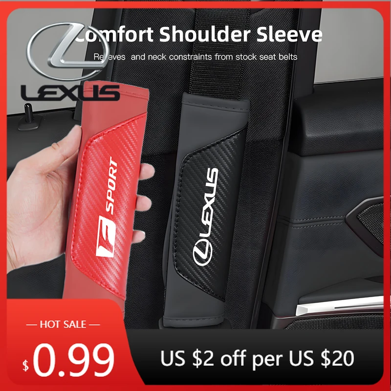 

Interior Stickers Car Seat Belt Shoulder Cover Carbon Fiber Protective Pad For Lexus F SPORT ES UX 300e GS GX IS LS LX CT LC LBX