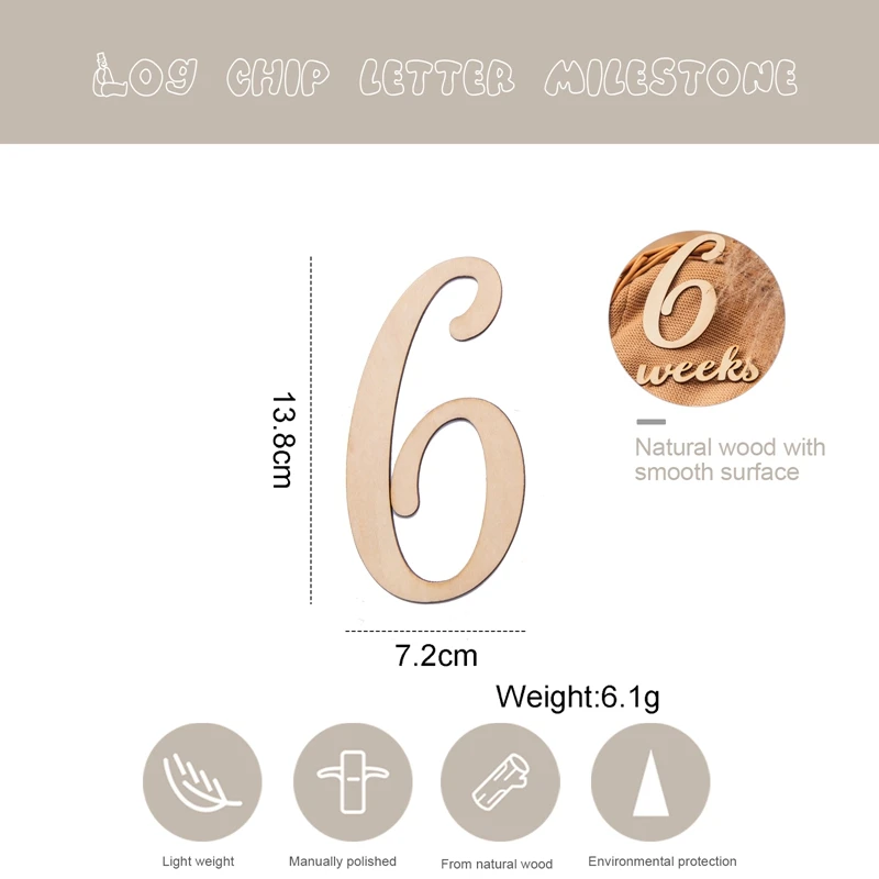 20pcs/set Natural Wooden Baby Milestone Card Numbers Engraved Baby Growth and Pregnancy Growth Cards Reversible Photo Props