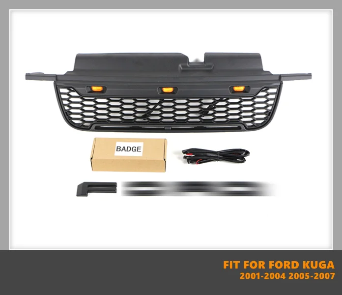 

Хорошее качество ABS передняя средняя решетка гоночные грили со светодиодными фонарями подходят для Ford Escape Kuga 2001-2004 2005-2007