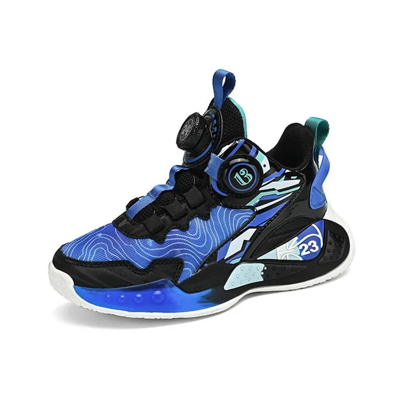 Boys' Sports Shoes Mesh Breathable 2024 Summer New Basketball Shoes Fashion Joker Zhongda Children's Shoes.