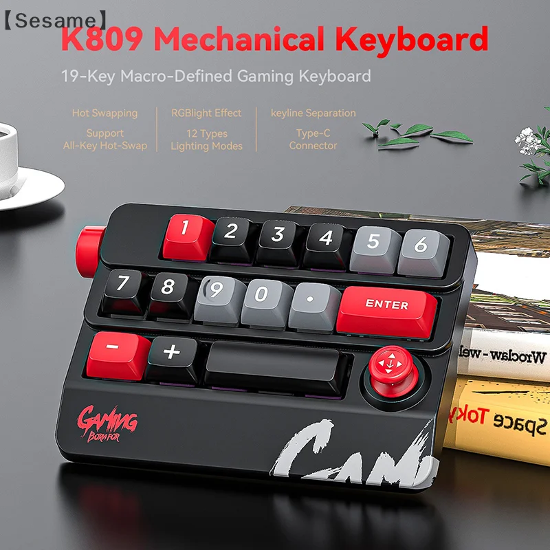 Mechanical Keypad 19 Key Macro Programmable Fully Hot Swappable Mechanical Switch 12 Color RGB Light Gaming Mini Keyboard