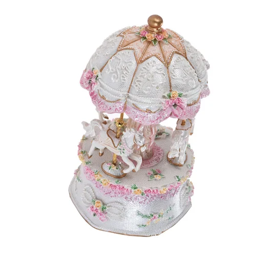 Imagen 2 del producto Carrusel giratorio de 3 caballos, carrusel de música con cambio de Color colorido LED, sueño de lujo