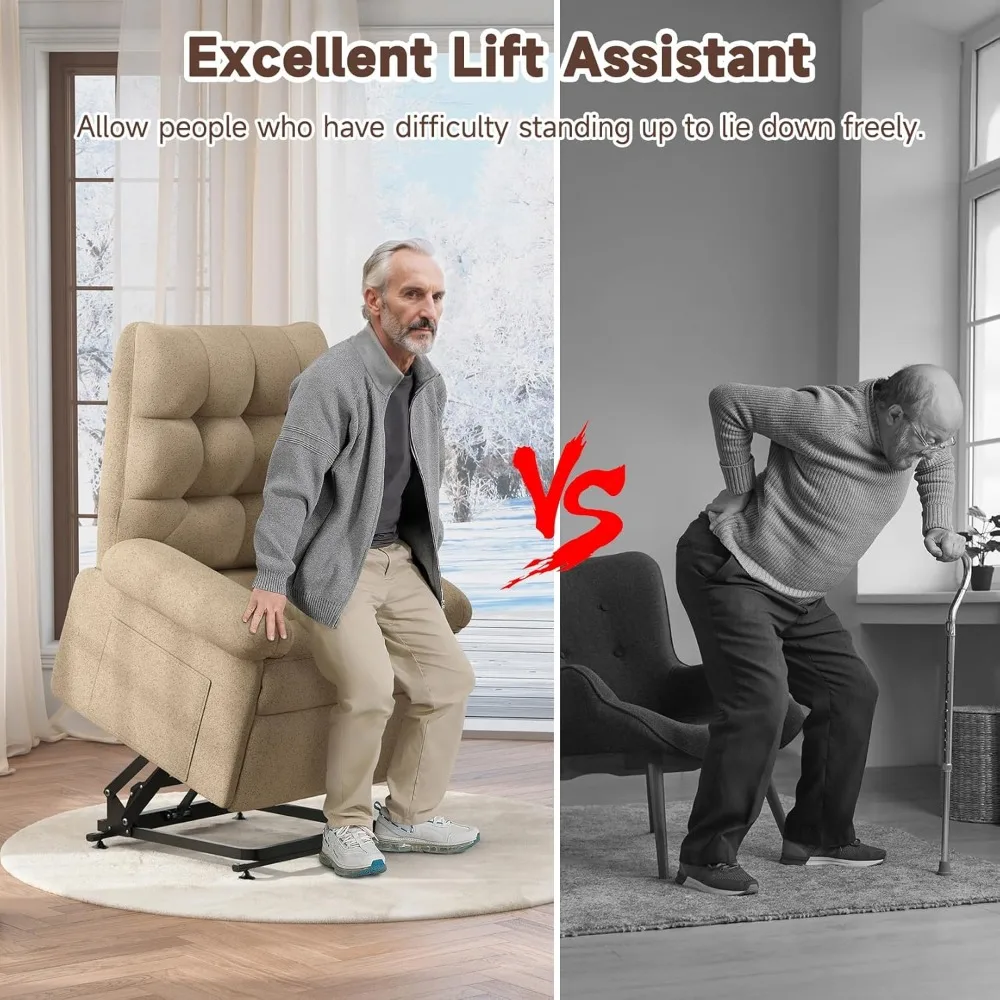 Power Lift Recliner Chair for Elderly  Triple Motor Lift Chair with Infinite Position  Electric Stand Assist for Seniors