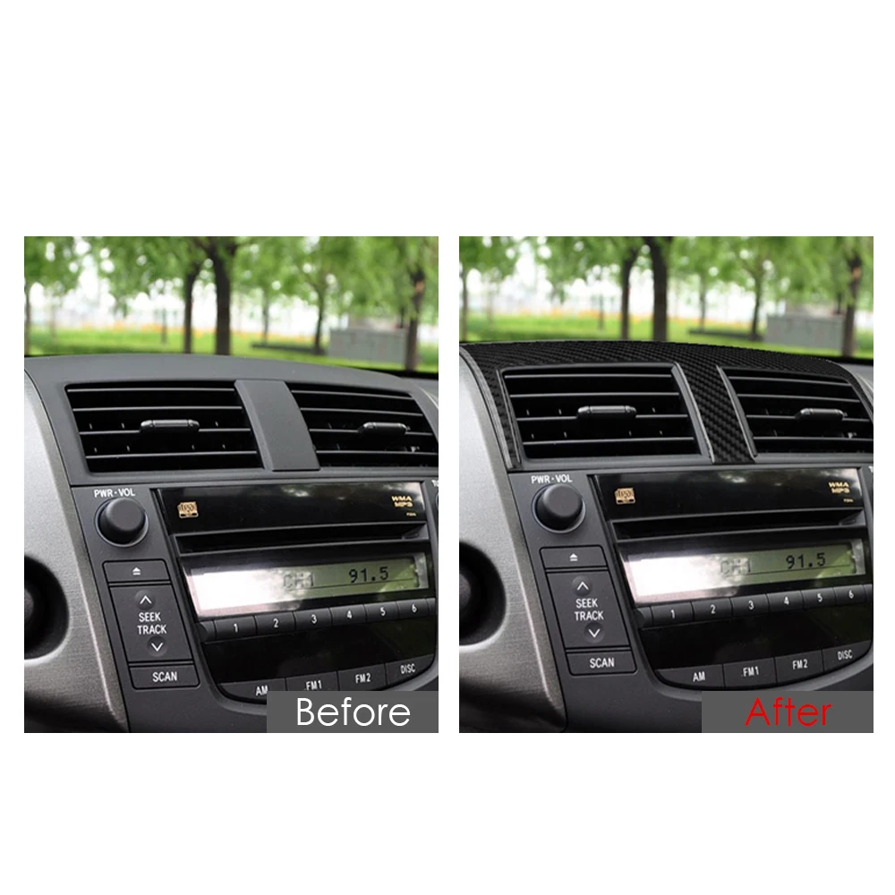 Carbon Fiber Interior Center Console Air Conditioning Outlet Vent Panel Cover Trim Decal Sticker for Toyota RAV4 2006-2012